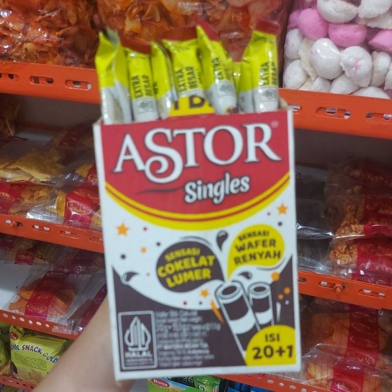 

ASTOR Wafer Chocolate singles Mayora 20 pcs (ORIGINAL, BPOM, HALAL)