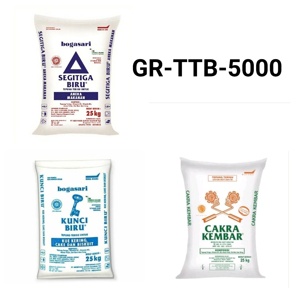 

PROMO SPESIAL GRTTB5 Tepung cakra kembar kunci biru segitiga biru 5kg repack yamama baking