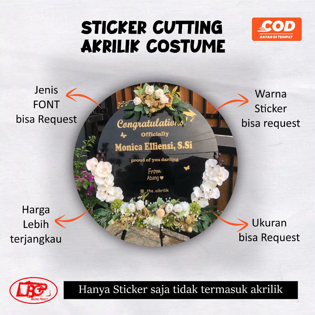 

CUTTING STICKER AKRILK UCAPAN /STICKER CUSTOME WISUDA
