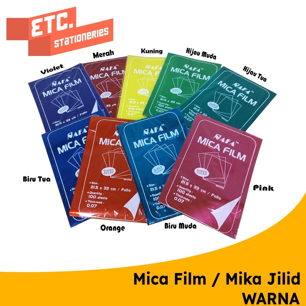 

KODE S18L Mica Film Folio Mika Jilid Folio Warna 1 SHEET NAFA