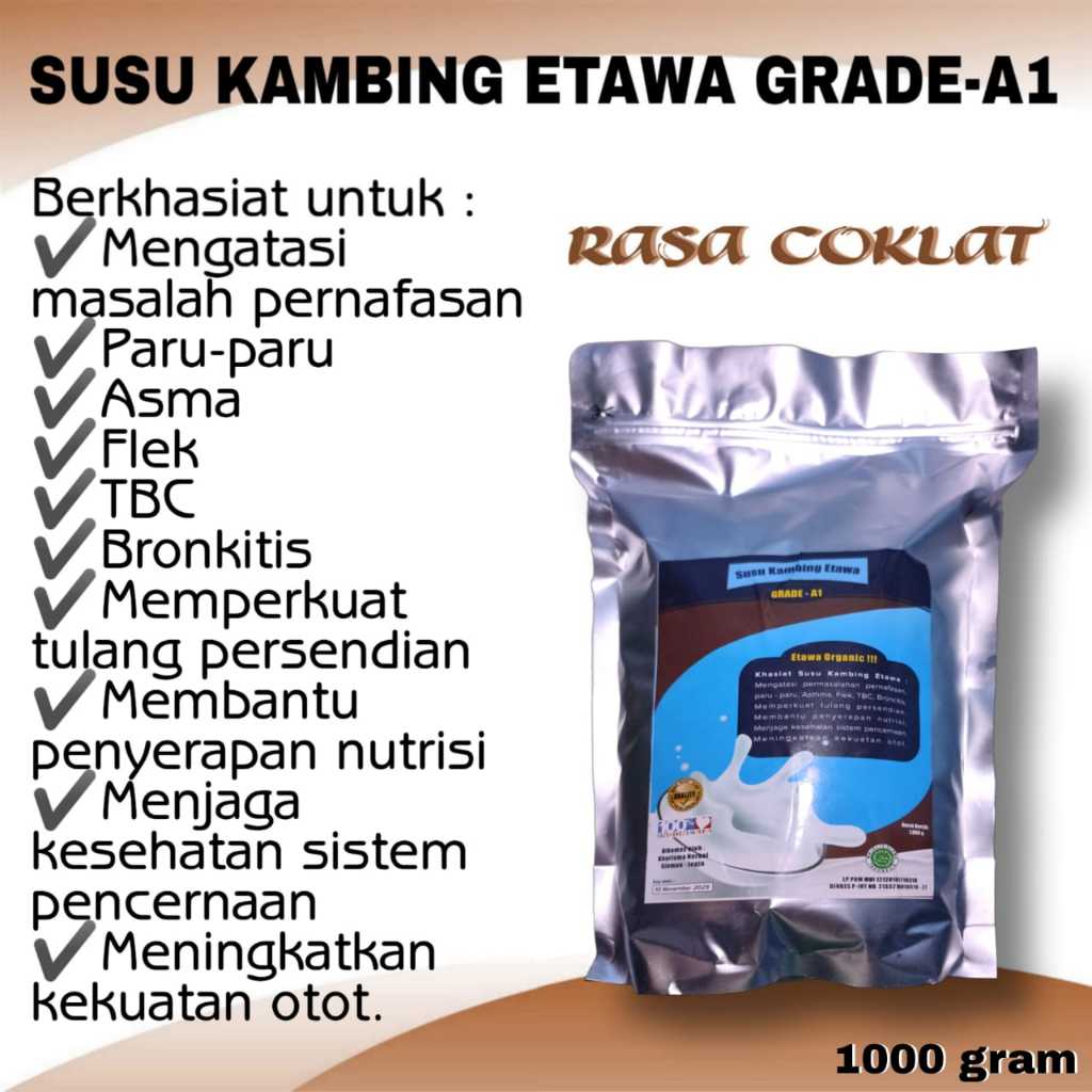 

Susu kambing etawa bubuk full cream Grade a rasa Coklat