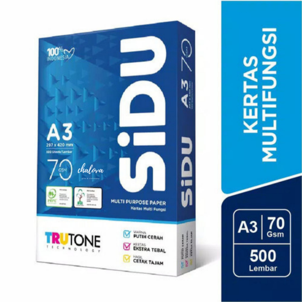 [RIM] KERTAS HVS A3 SIDU 70 GRAM / SIDU HVS