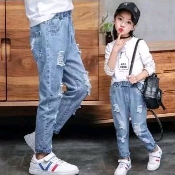 KODE E5E celana jeans panjang anak model sobek  celana jeans anak perempuan  celana jeans anak laki 