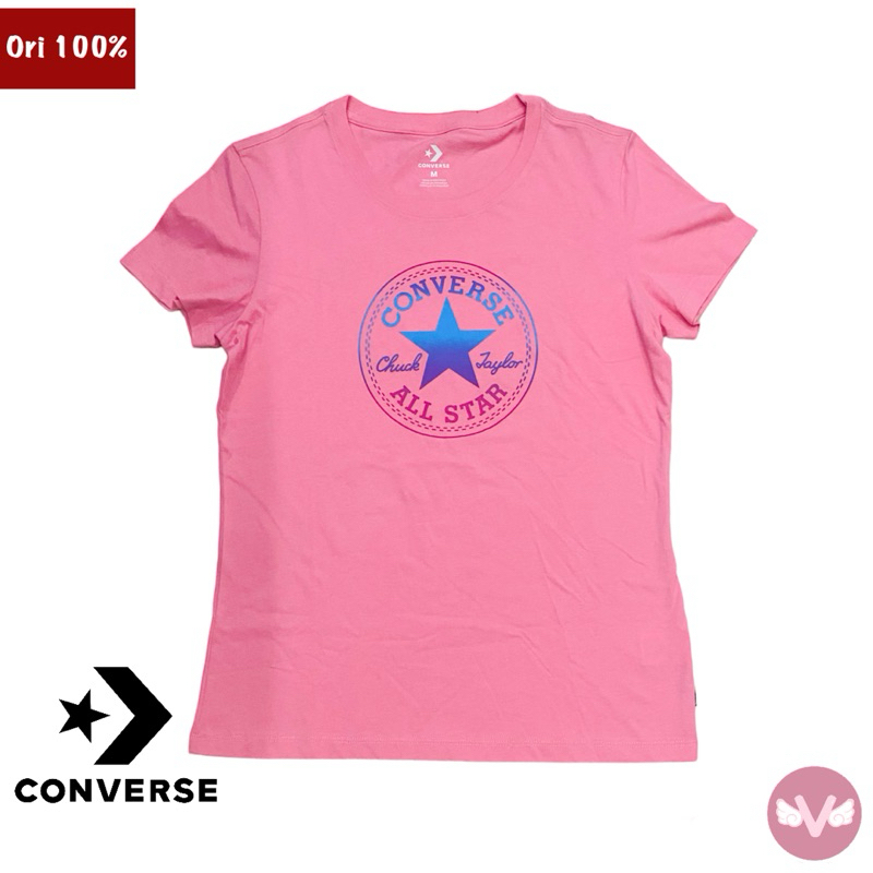 Converse Tshirt Tee Kaos katun Baju Wanita Pink Kaos katun Converse Original 100%