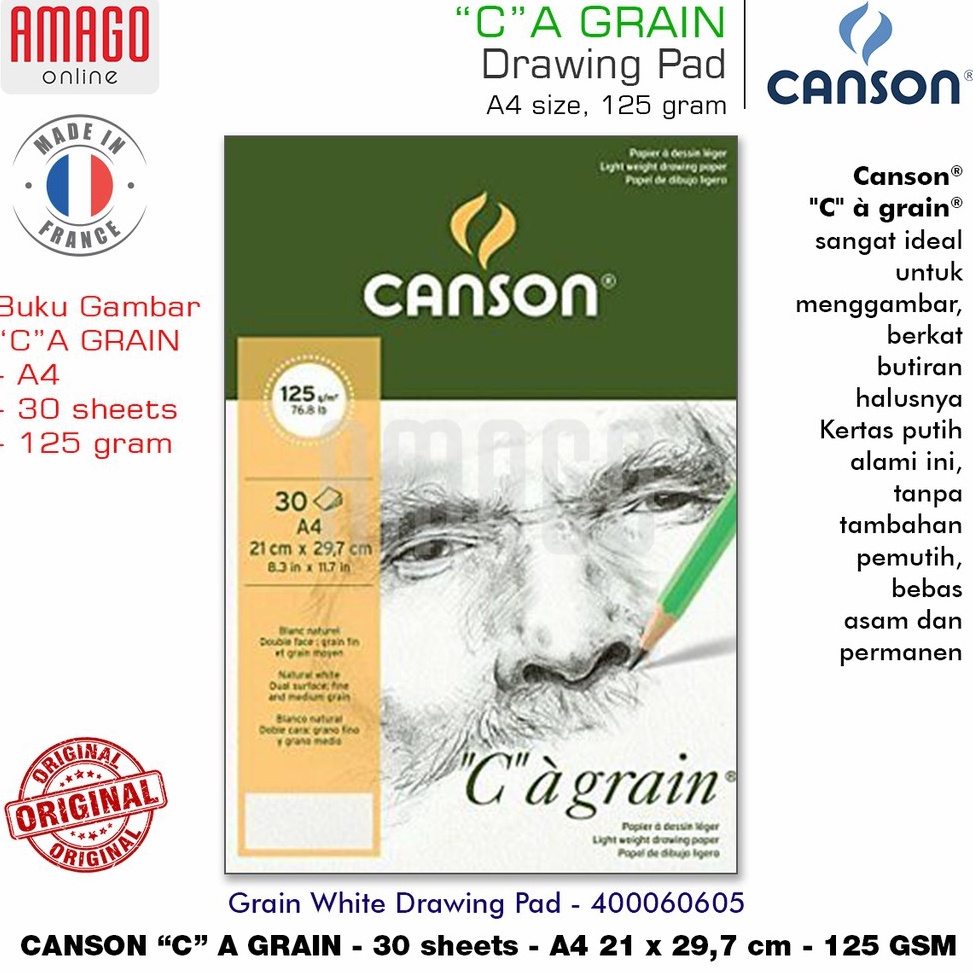 

KODE M14B Buku CANSON C A Grain Pad 3 sheets A4 21 x 297 cm 125 gram 4665