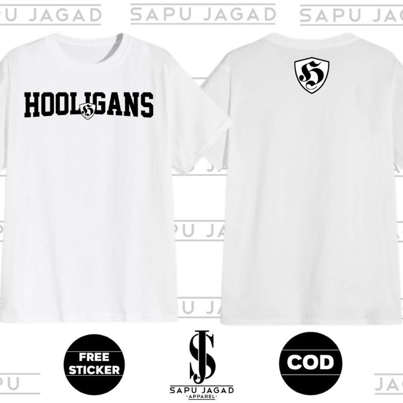 KAOS HOOLIGANS Logo Hools Versi Putih// KAOS Distro