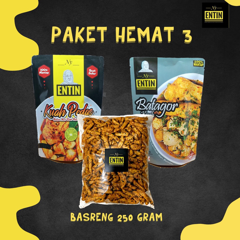 

TERLARISSS Paket Hemat NY ENTIN 3 isi Baso Aci Batagor Kuah dan Basreng 25gr