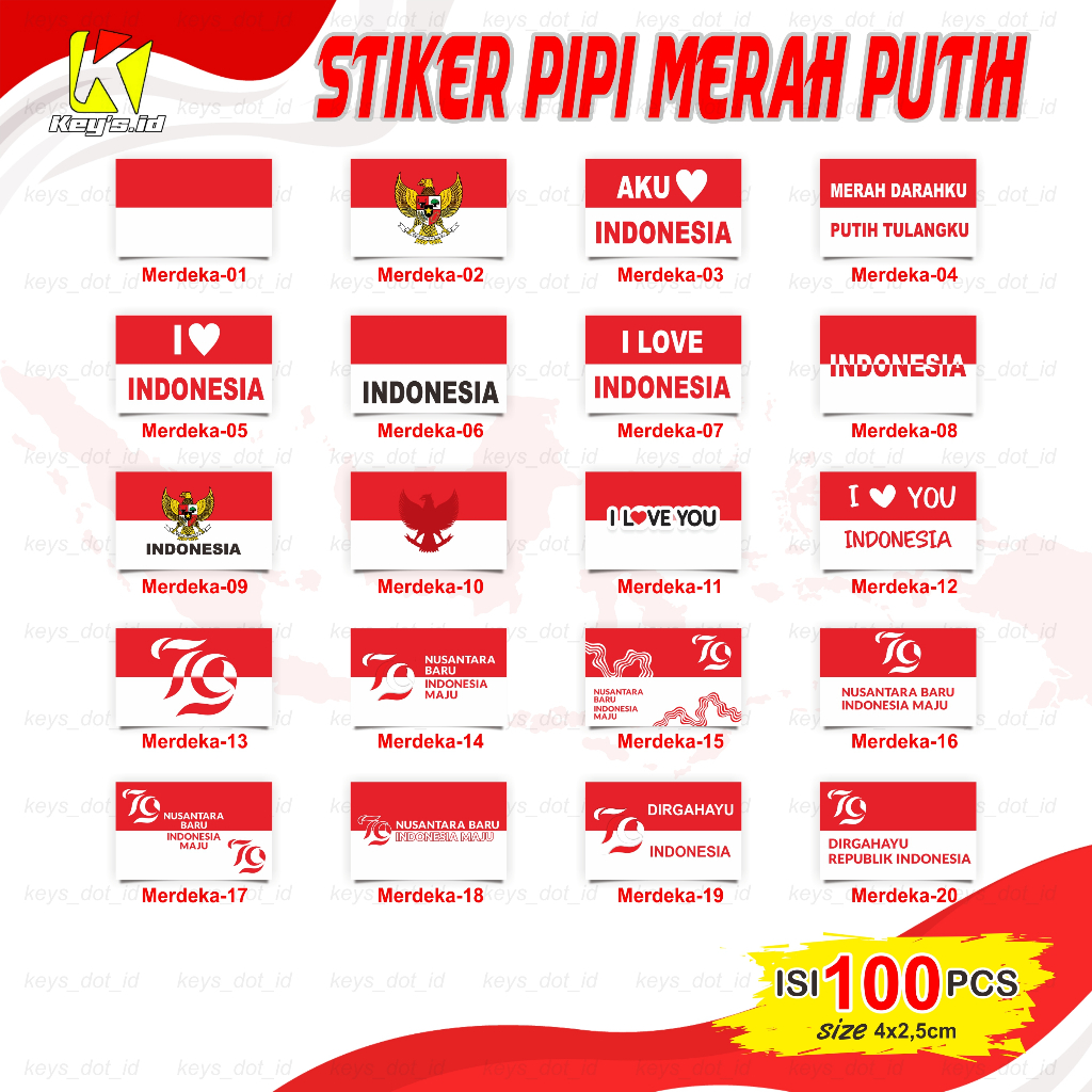 

STICKER STIKER PIPI INDONESIA ISI 100 PCS, STIKER HUT RI, STICKER BENDERA INDONESIA, TEMPELAN PIPI MERAH PUTIH, STIKER PIPI MURAH