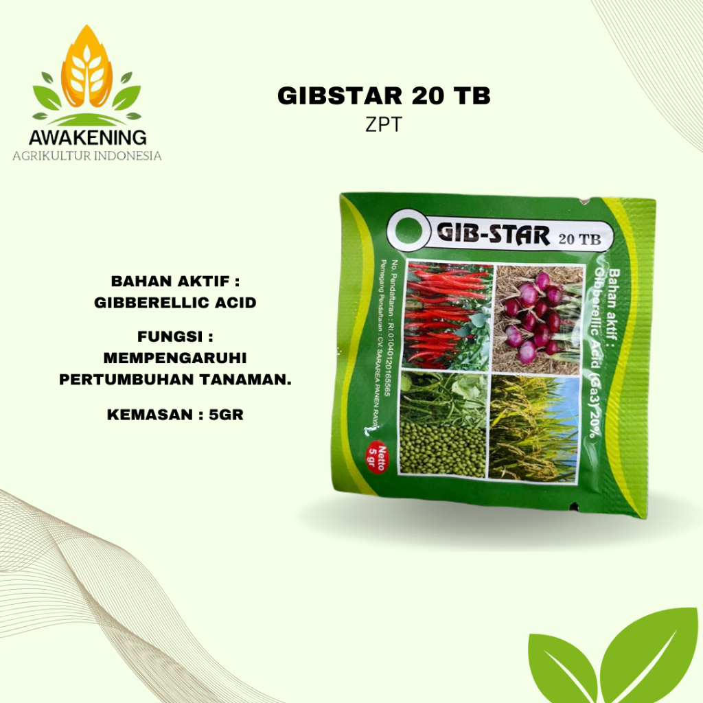 GIB STAR 205B 5GRAM ZPT asam gibbrellic pembesar buah naga dan pengisi bulir padi