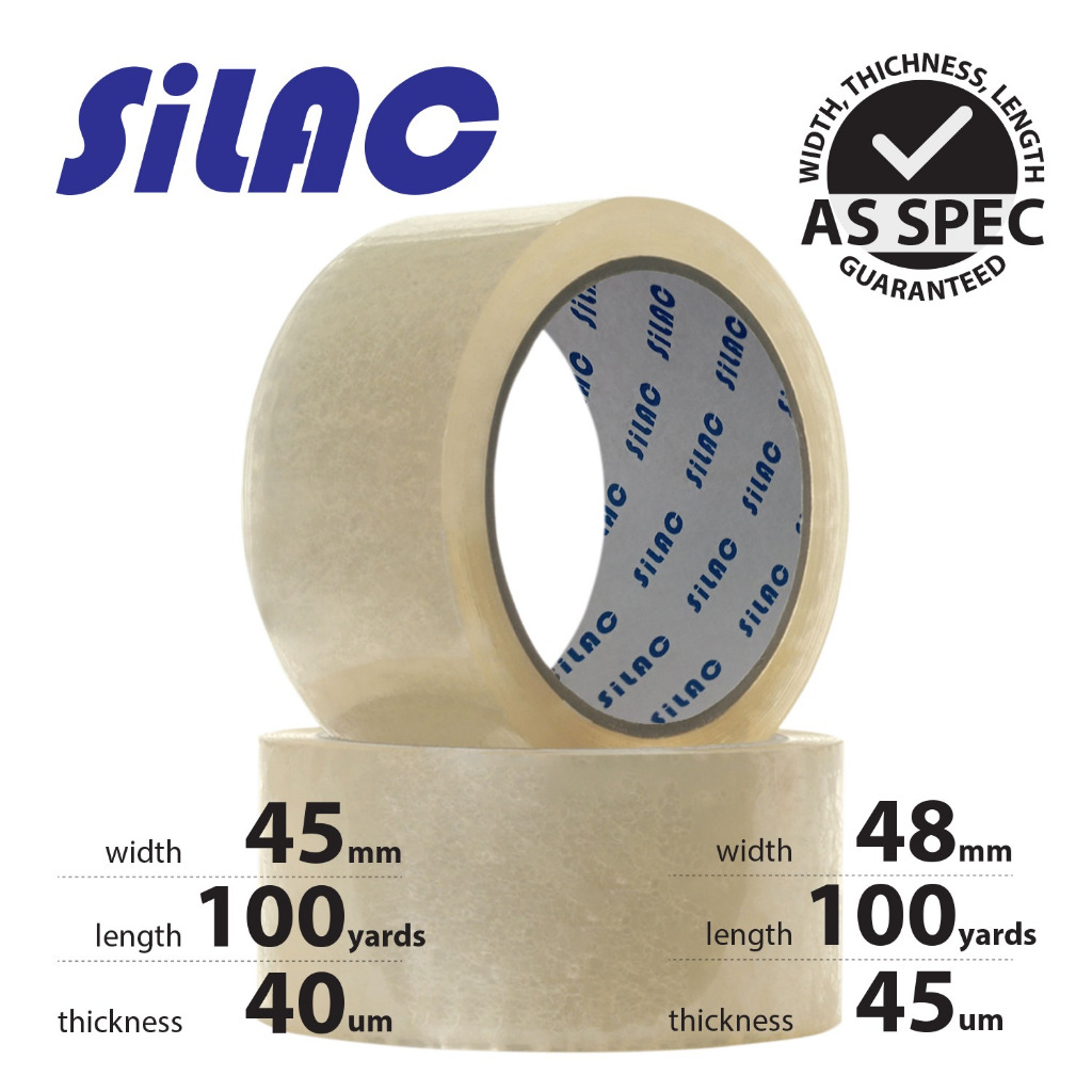 

Lakban SILAC Isolasi Selotip - Bening 45 mm / 48 mm (Grosir Dus)
