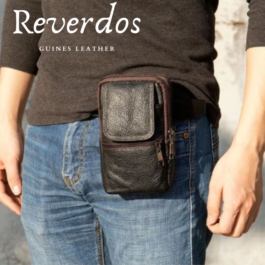 Tas Pinggang Kasual Mini Kulit Asli - Tas Multifungsi Tas Selempang Mini Pria Kulit Asli