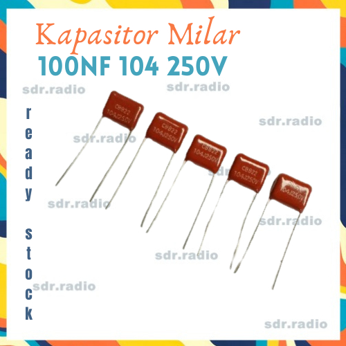 Milar 104 100nf 250V Kapasitor Milar Merah 104J 104 100 N 250 V Volt