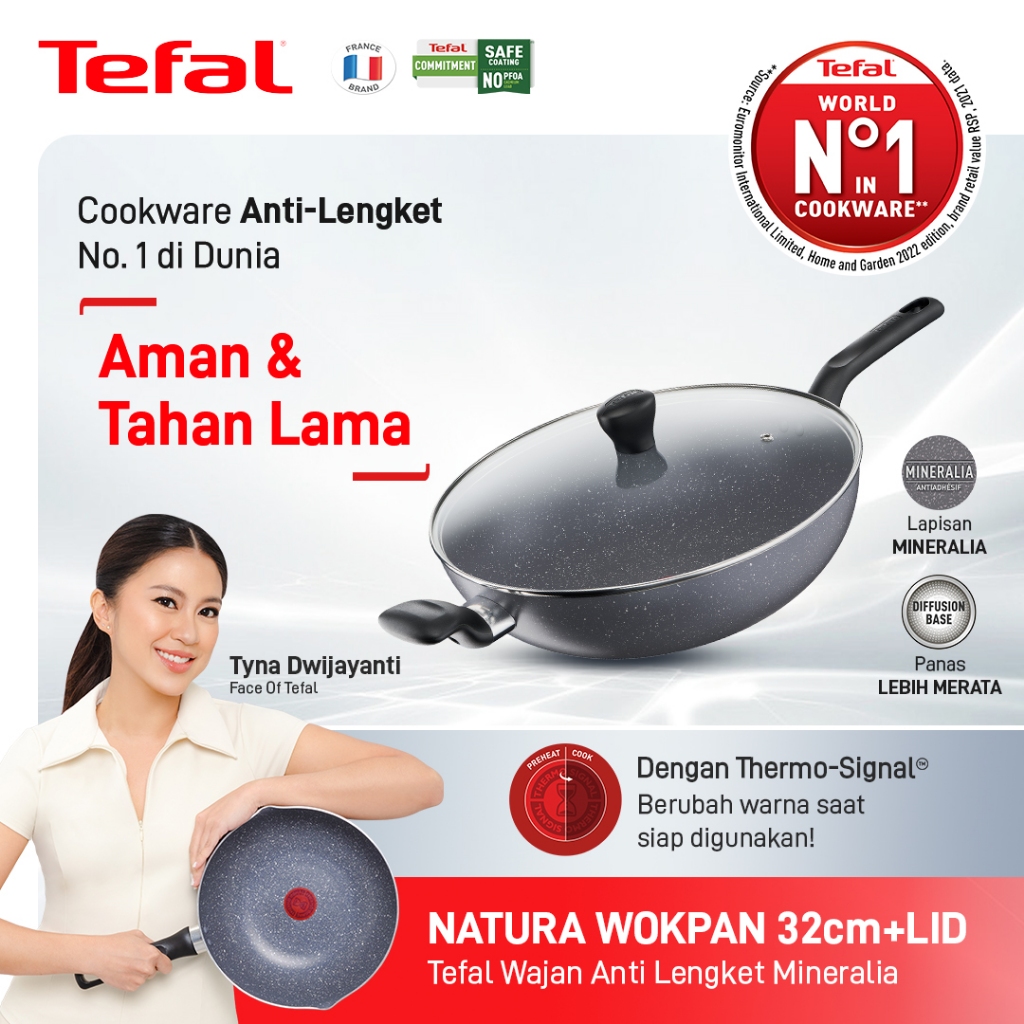 Tefal Natura Wokpan 32cm+ lid Panci Wajan