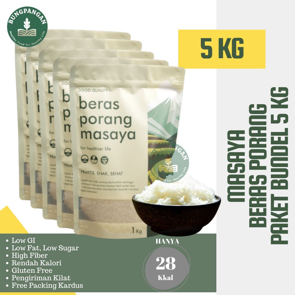 

PAKET BUNDLE 5 KG MASAYA BERAS PORANG - beras porang shirataki konjac diet health food