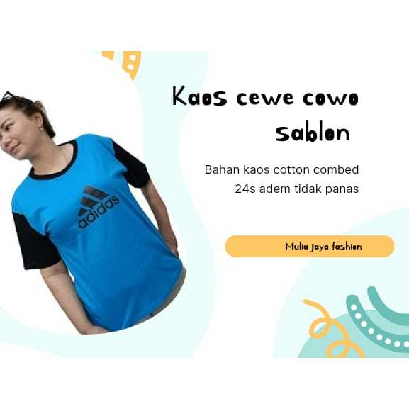 Kaos sablon cewe/cowo 3D warna biru turkis