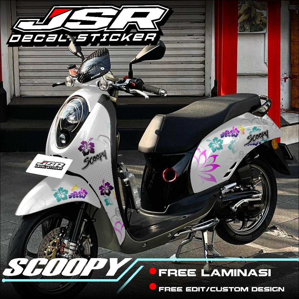 DECAL SCOOPY OLD,SCOOPY KARBU 2010 - 2013, STICKER SCOOPY FULL BODY MOTIF BUNGA BUNGA