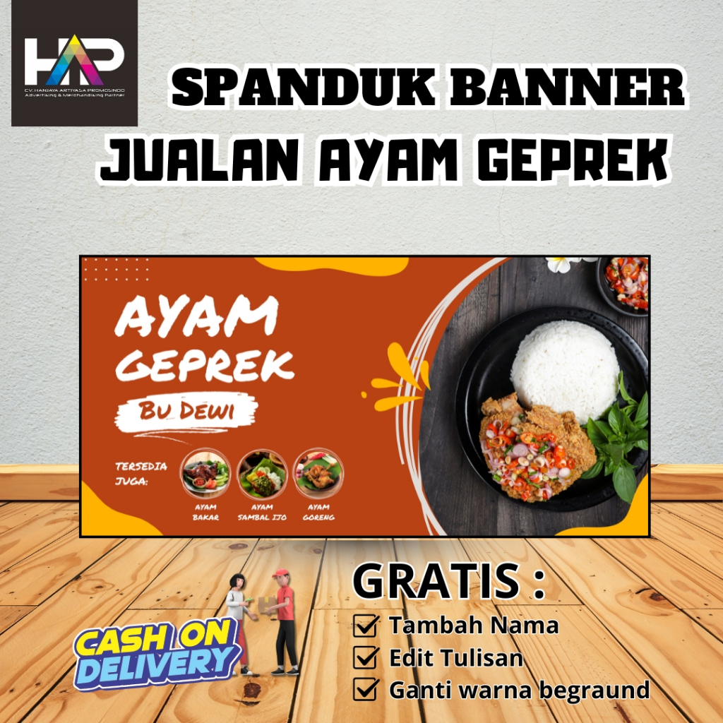 TERMURAH - SPANDUK JUALAN AYAM GEPREK | BANNER JUALAN MAKANAN
