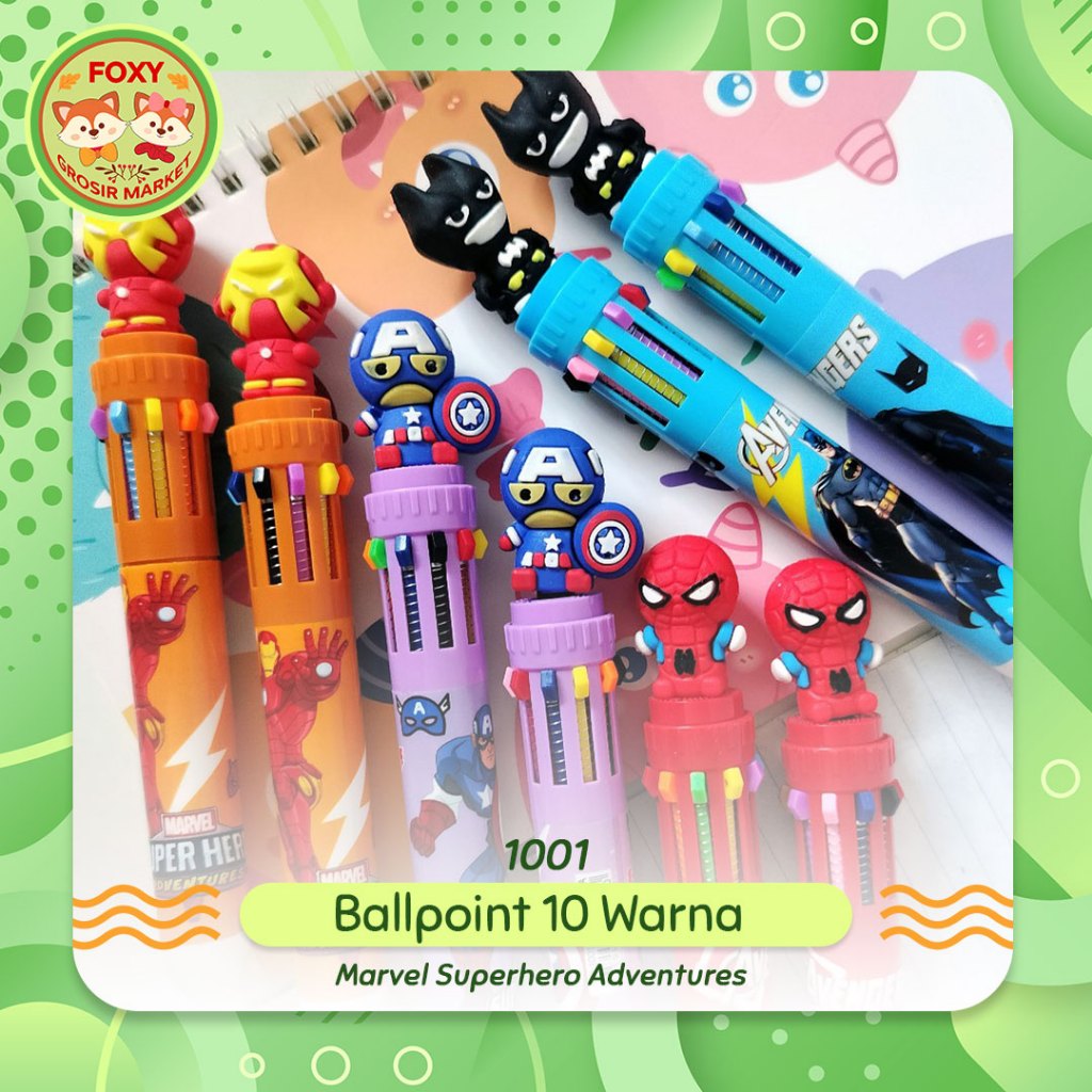 

Ballpoint 10 Warna 1001 - Marvel Superhero Adventures | Pulpen Batman Spiderman Captain Iron