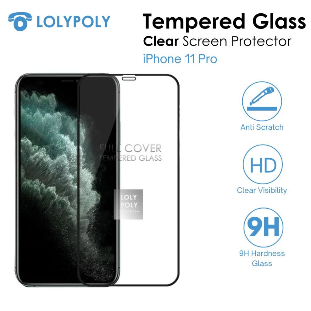 LOLYPOLY Full Cover Tempered Glass iP 11 Pro JAPAN Quality 5D
