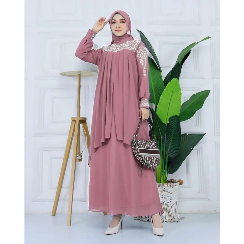 Gamis Terbaru Elegan Mewah Kaysha Dress BL Size M L XL XXL LD 100-120 CM Bahan Ceruty Babydoll Mix B