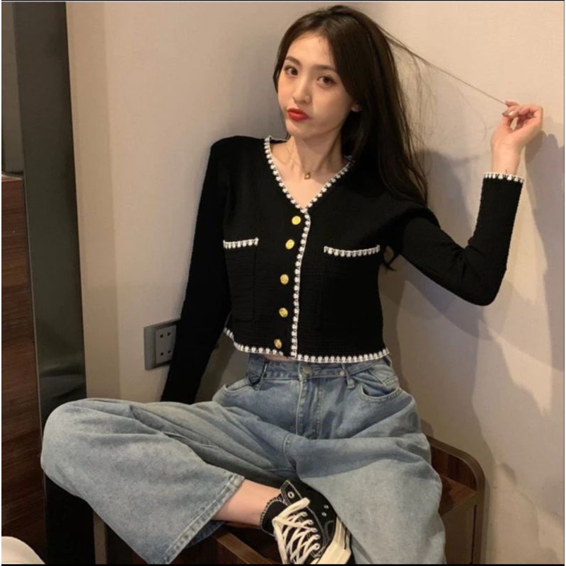 Crop top import/crop top lengan panjang