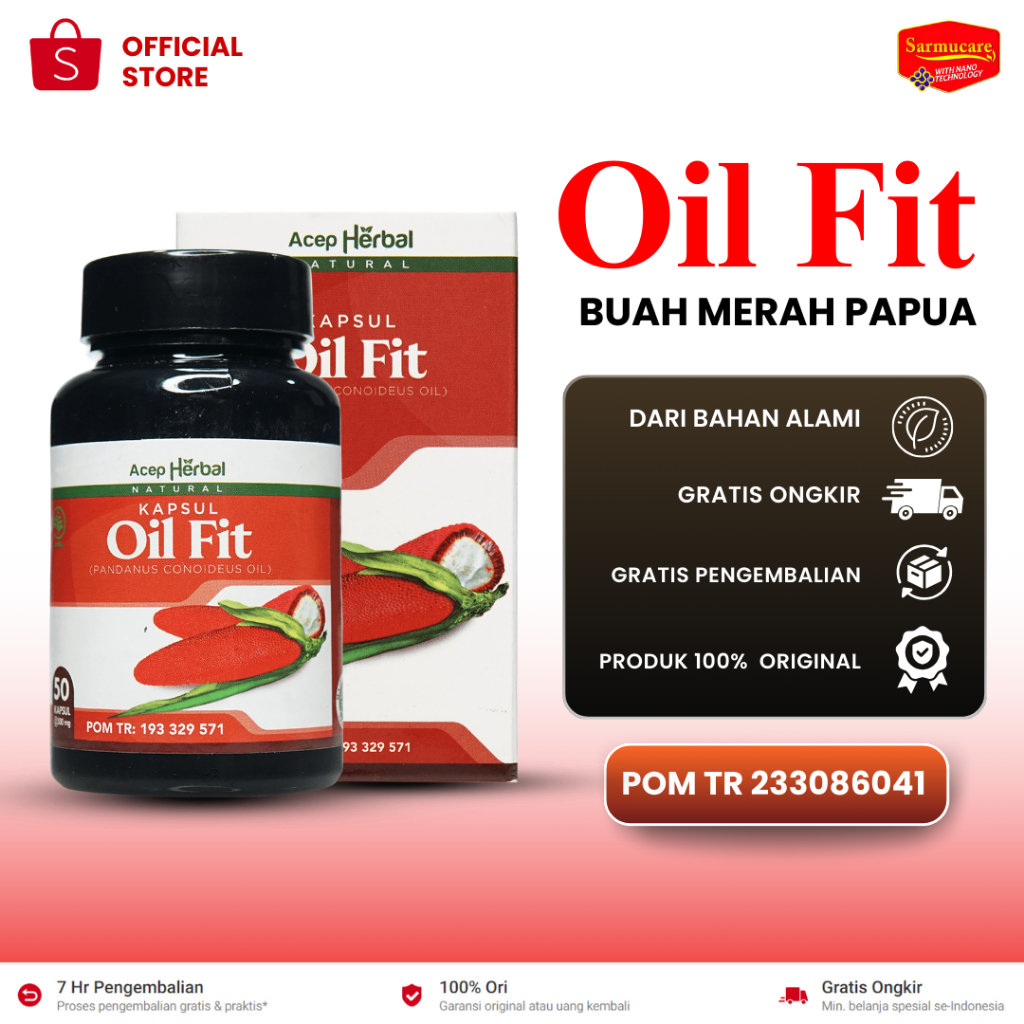 Oil Fit Kapsul Ekstrak Minyak Buah Merah Papua Multi Khasiat Sudah BPOM - OilFit 50 Kapsul