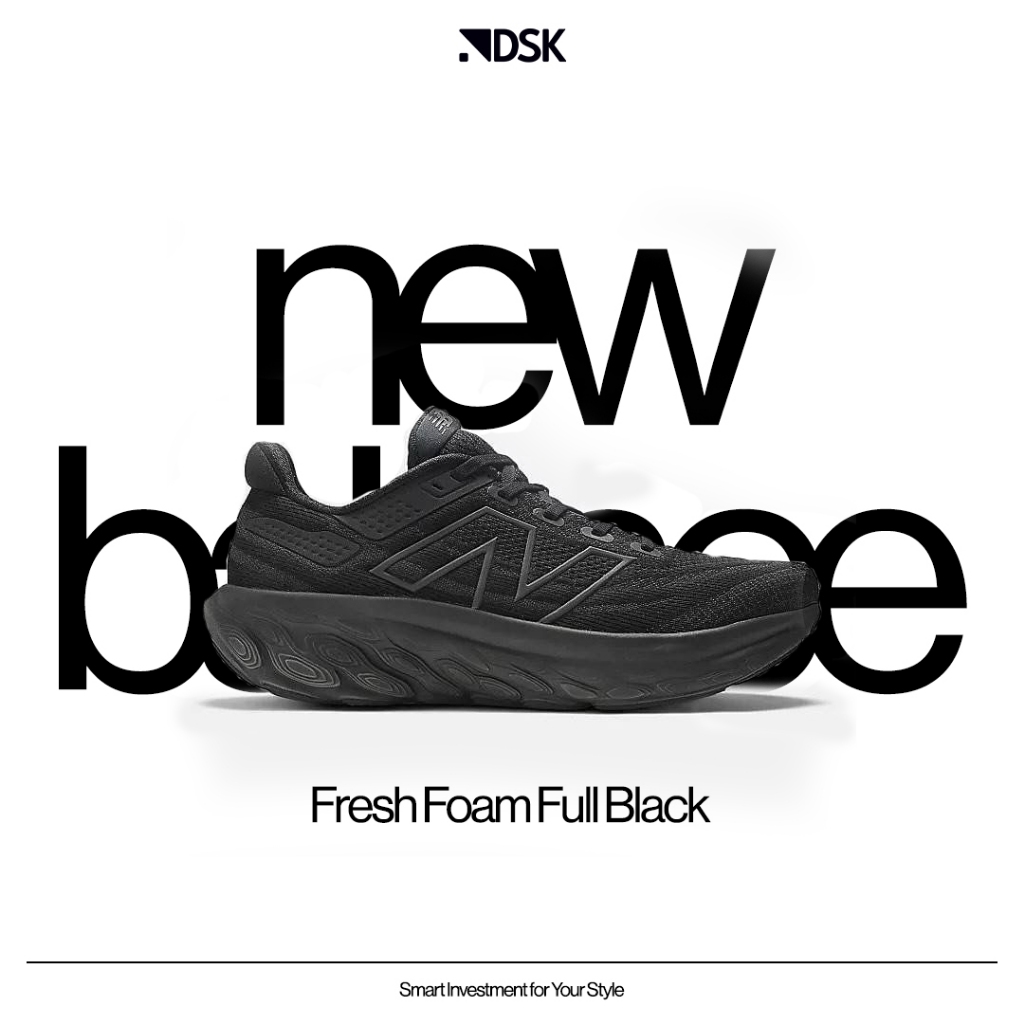 New Balance Fresh Foam 1080 V13 Full Black 100% Original Sneakers Casual Pria Wanita Sepatu Ori Mura