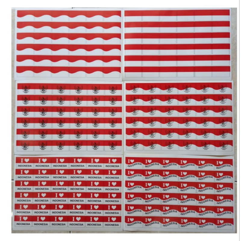 

Sticker Tempel Merah Putih (1pak isi 10lembar)/sticker Bendera /