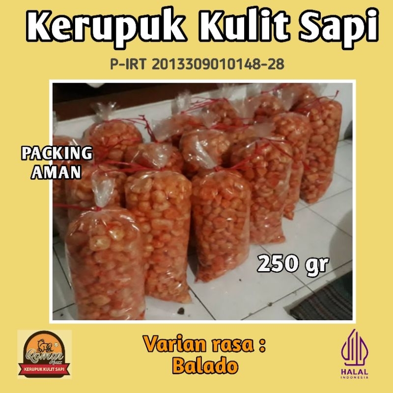 

Kerupuk Kulit Sapi Rasa Balado kemasan 250 gr