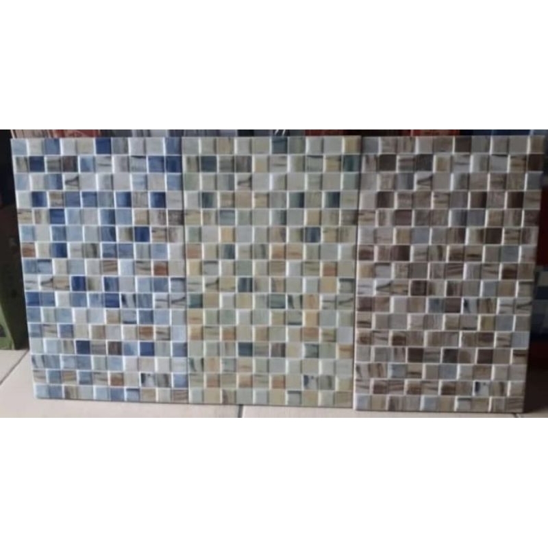 Keramik Dinding 25x40 (Glossy-Timbul) Motif Kotak Kotak/ Keramik Dinding Dapur/ Keramik Dinding Kama