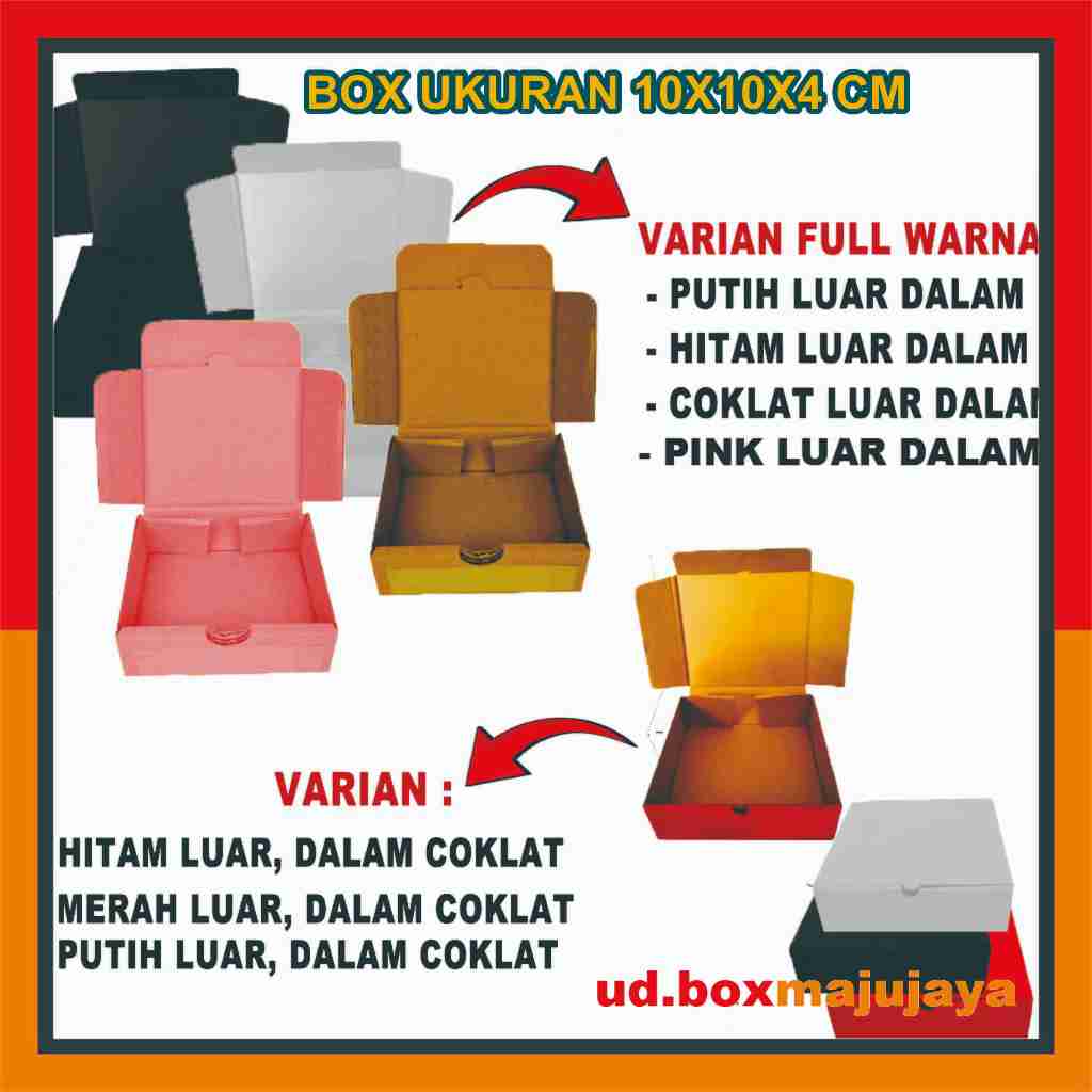 

(PAKET 50pcs) Box 10x10x4 Cm / Box Lipat Depan / Kardus Polos