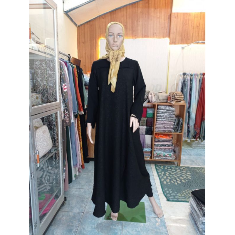 READY NEW ARRIVAL DRESS DNL LUXURY JET BLACK MIX AIRFLOW GAMIS DNL POLOS MIX MOTIF TIMBUL