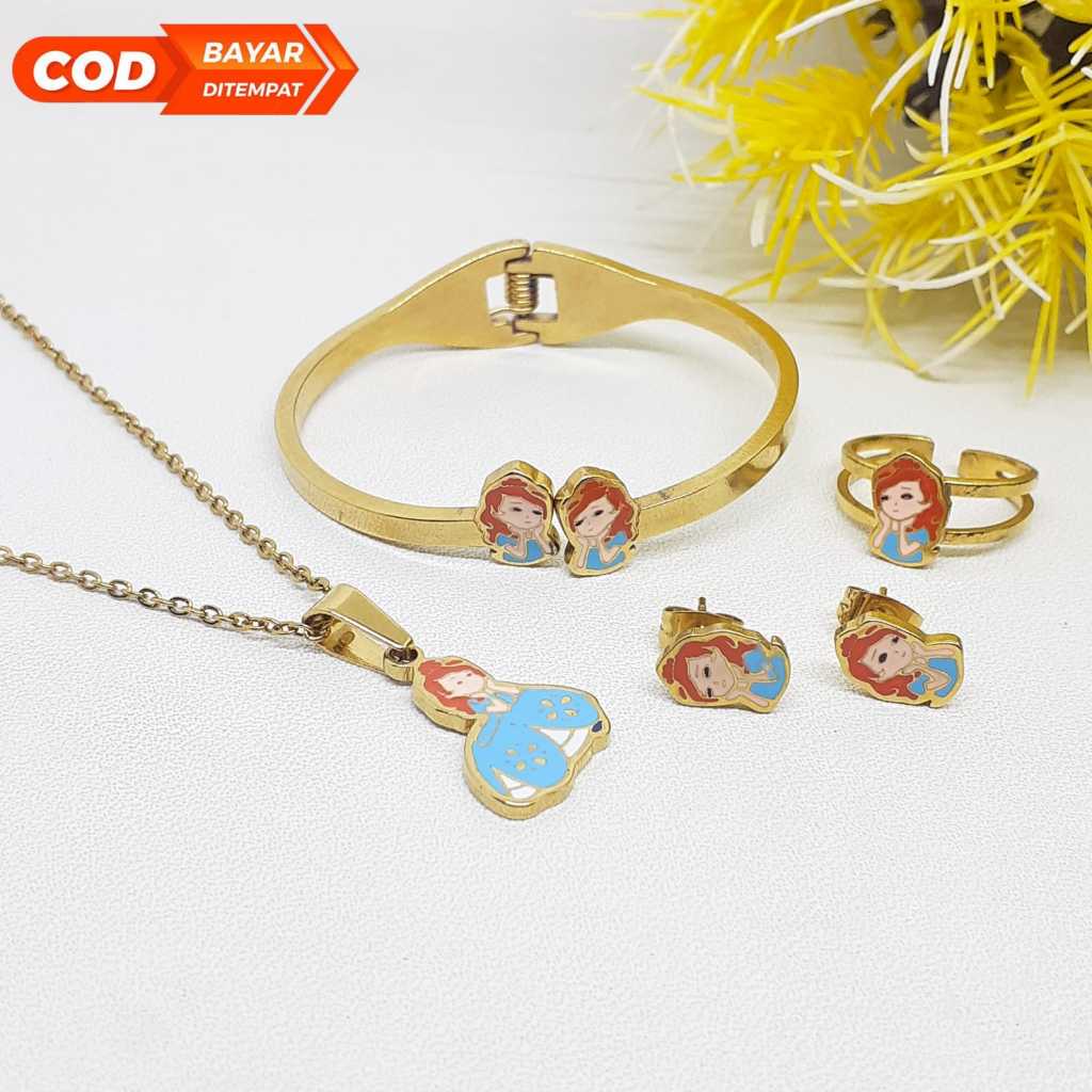 mytitanium-set anak titanium lapis emas cantik wanita dewasa kwalitas premium anti karat BH848