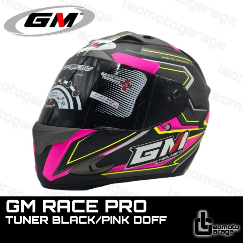 HELM GM RACE PRO TUNER FULL FACE BLACK/PINK DOFF