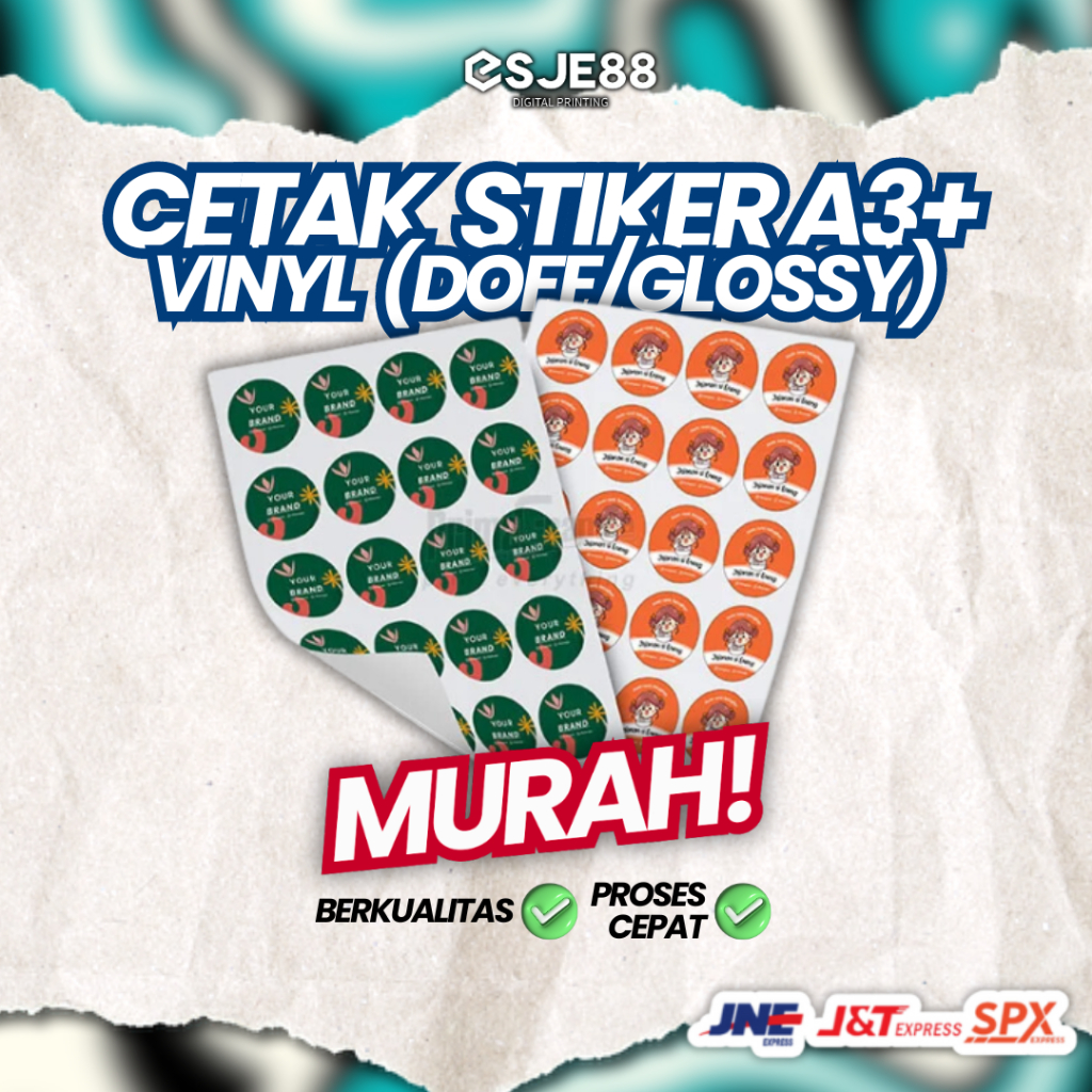 

[PRINT + CUTTING] Cetak Sticker Vinyl A3+ Waterproof / Print Sticker Vinyl Full Color