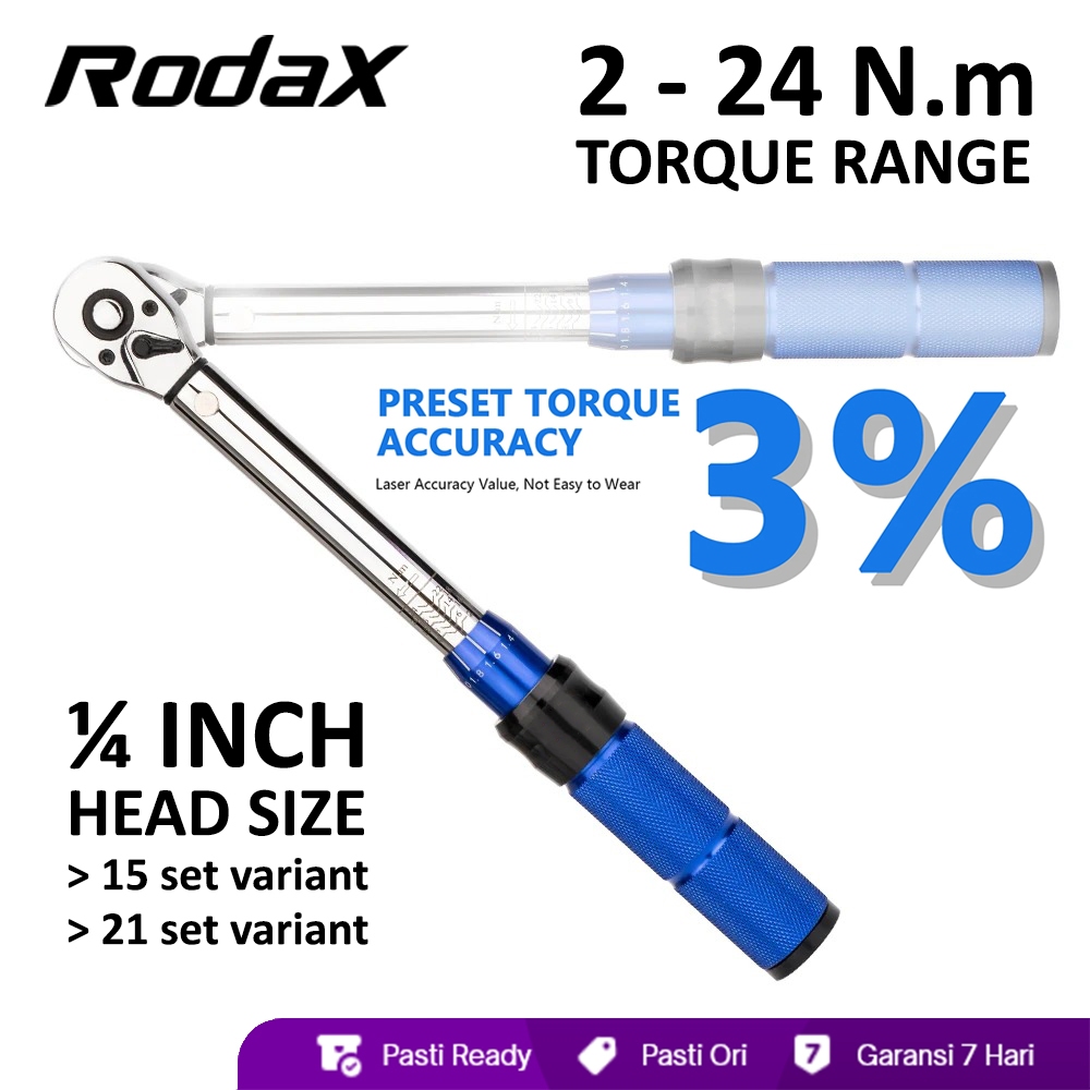 2 - 24 N.m Torque Wrench 1/4" Head Size 15 Bits 21 Bits Bike Tool Kunci Torsi Sepeda Kunci Momen Sep
