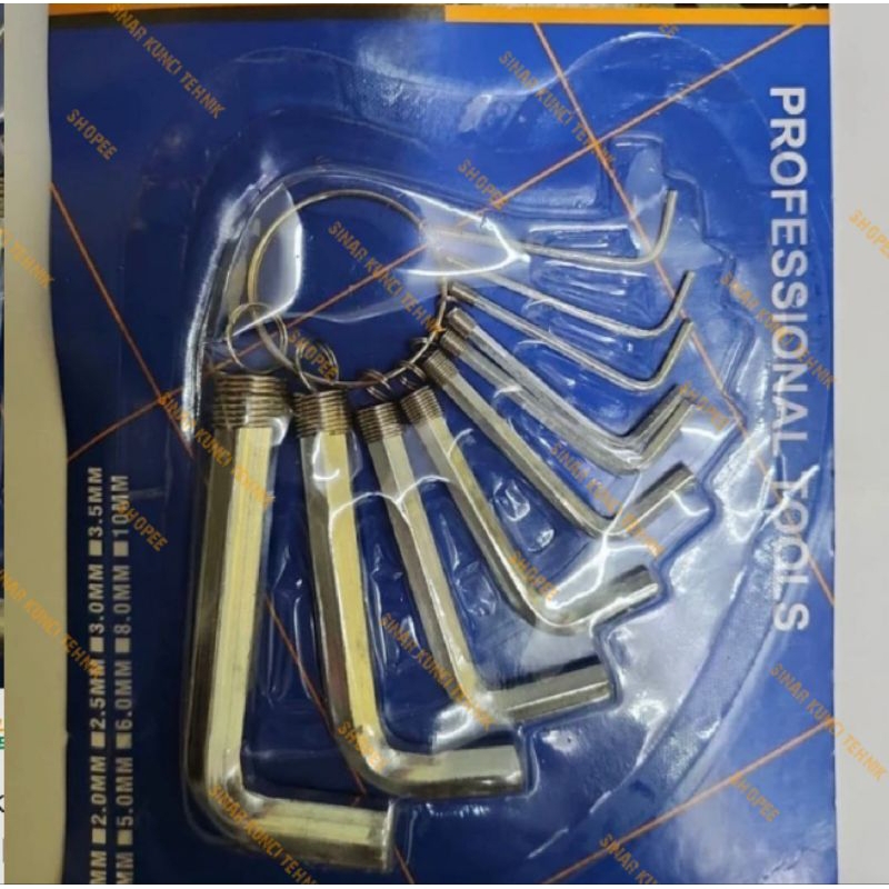 Kunci L Pendek FREED / Kunci L Set 10 Pcs / Kunci L Putih / Hitam