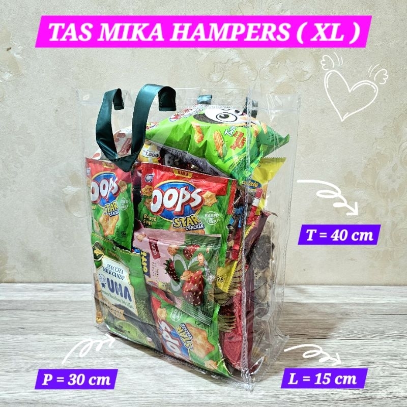 

( 1 Kodi = 20 Pcs XL ) Tas Mika Hampers ( XL ) / Tas Mika Transparan PVC Tebal / Tas Hampers Lebaran Ulang Tahun Souvernir Hajatan