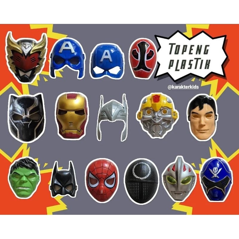 (MINIMAL MEMBELI 2PCS) mainan topeng plastik dan kain karakter superhero batman spiderman superman h