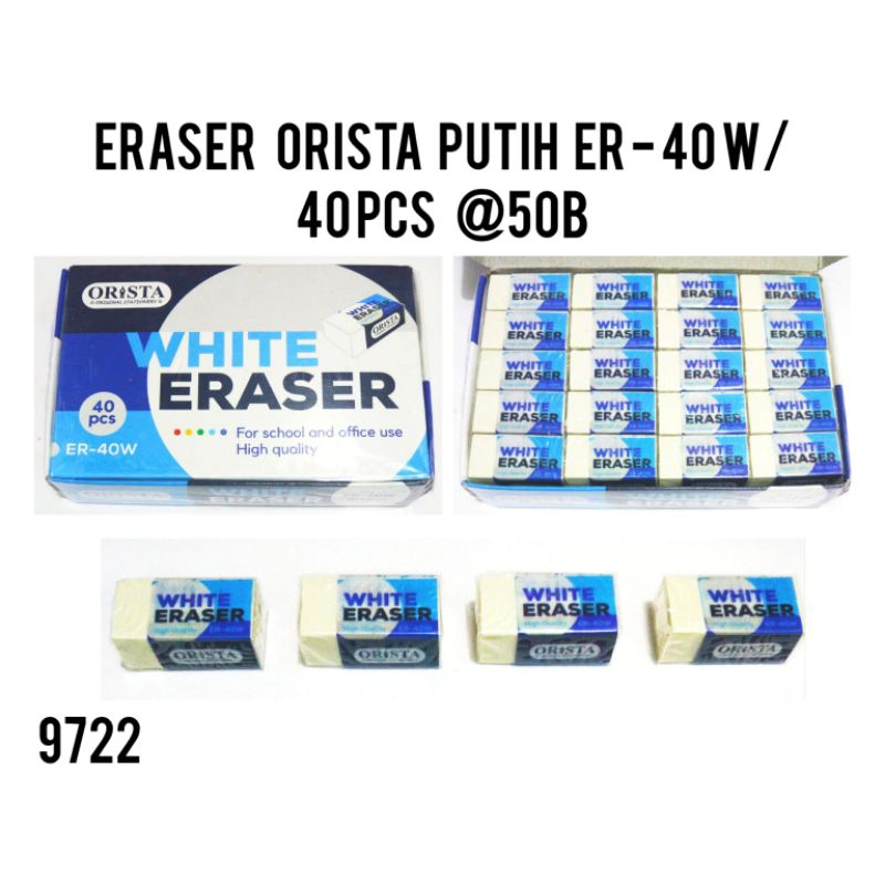 

(40PCS) PENGHAPUS PENSIL/ STIP ERASER ORISTA MURAH WARNA HITAM PUTIH NEON