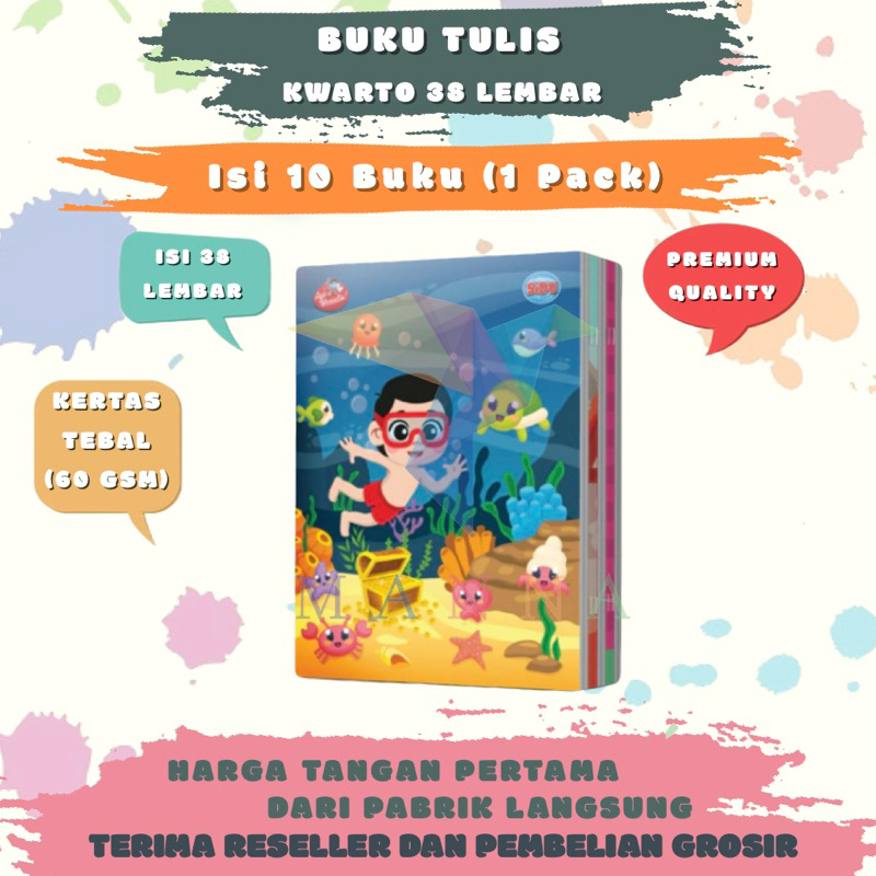 

(10 BUKU) Buku Tulis Kwarto 38 Lembar Kertas HVS TJIWI 60 GSM PREMIUM QUALITY