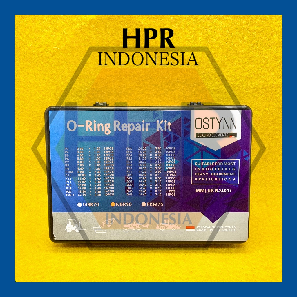 NBR-90 Rubber Oring O-ring Box Set MM JIS B2401 - Karet Seal Anti Bocor - Motor - Mobil - PCP - Sepe