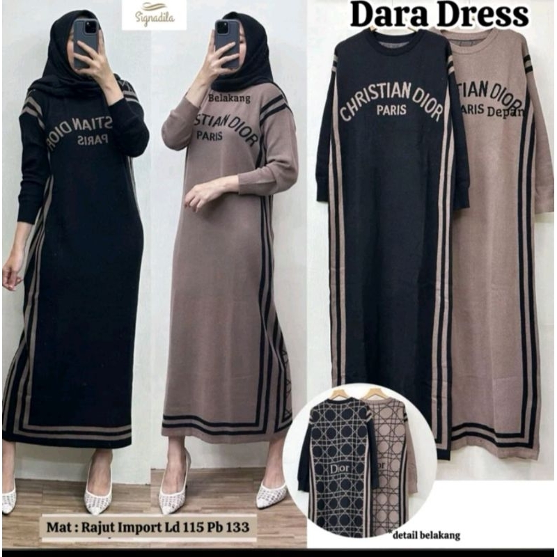 Dara dress gamis terbaru bahan rajut