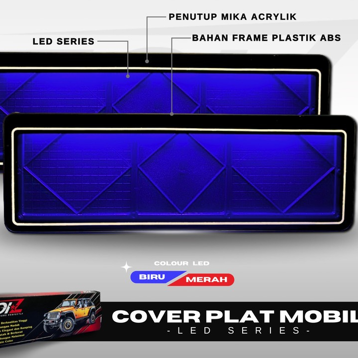 Dudukan /Tatakan plat Nomor Mobil Bahan akrilik ada  lampu LED