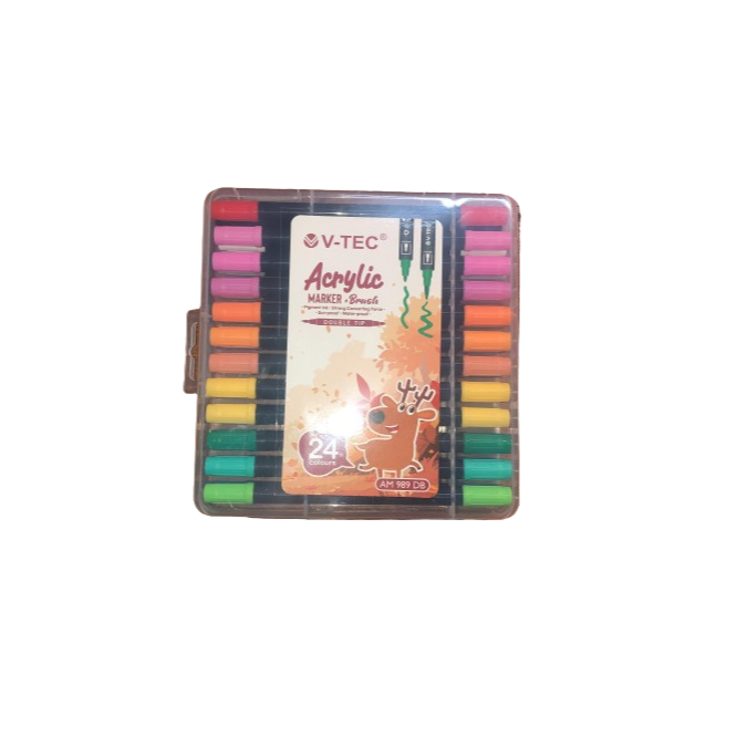 

V-tec Acrylic Marker + Brush Pen AM 989 DB 24 Warna