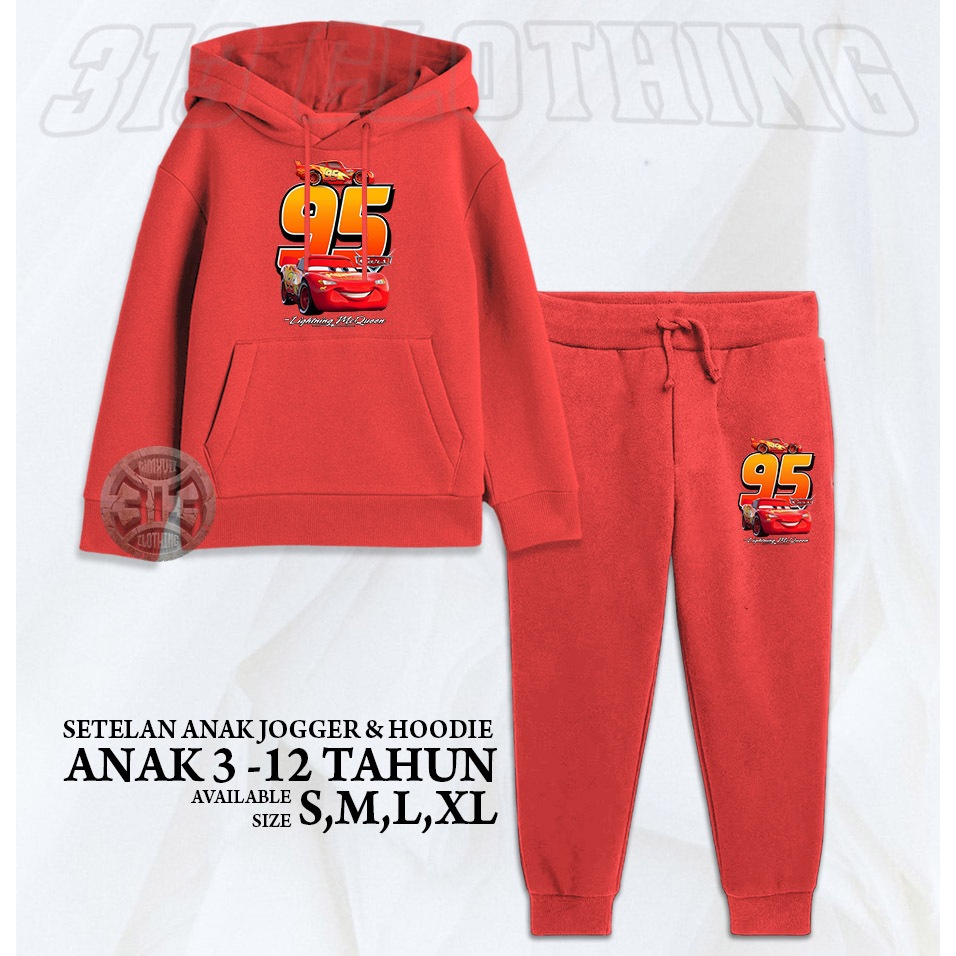 Setelan Hoodie Anak Cars Lightning McQueen 96 / Jogger Hoodie Anak Cars McQueen 95