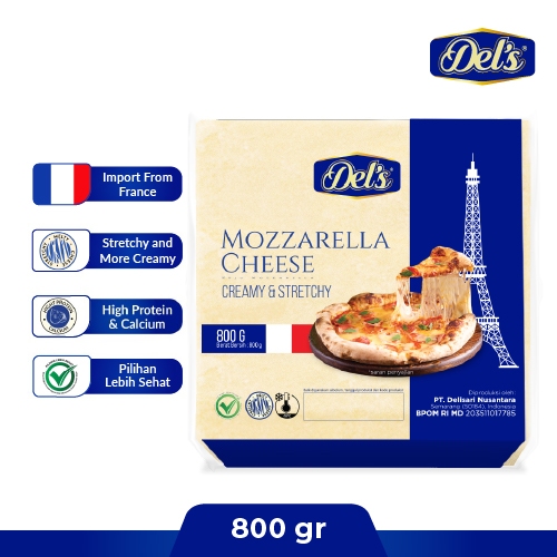 

Del's Mozzarella Cheese Creamy & Stretchy / Keju Mozzarella - 800 Gr