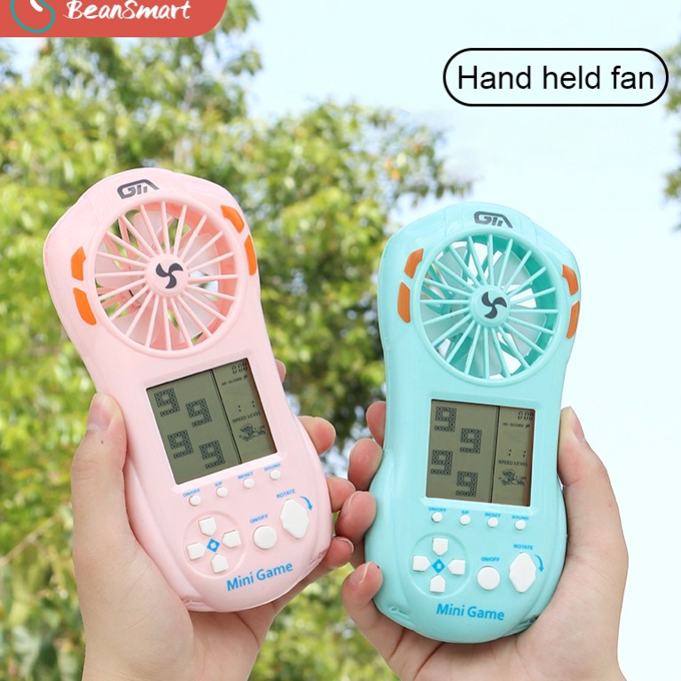 KODE X55R Mini Fan Portable Tetris Bricks Game Kipas Genggam Kecil Konsol Game Genggam Game Kecil