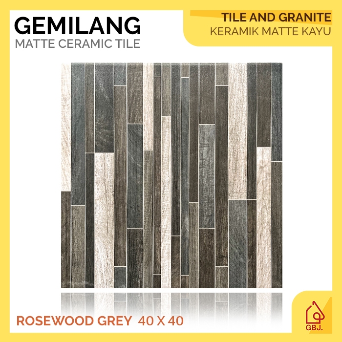 KERAMIK GEMILANG 40 X 40 ROSEWOOD GREY MATTE MOTIF KAYU / KERAMIK LANTAI MATTE URAT KAYU