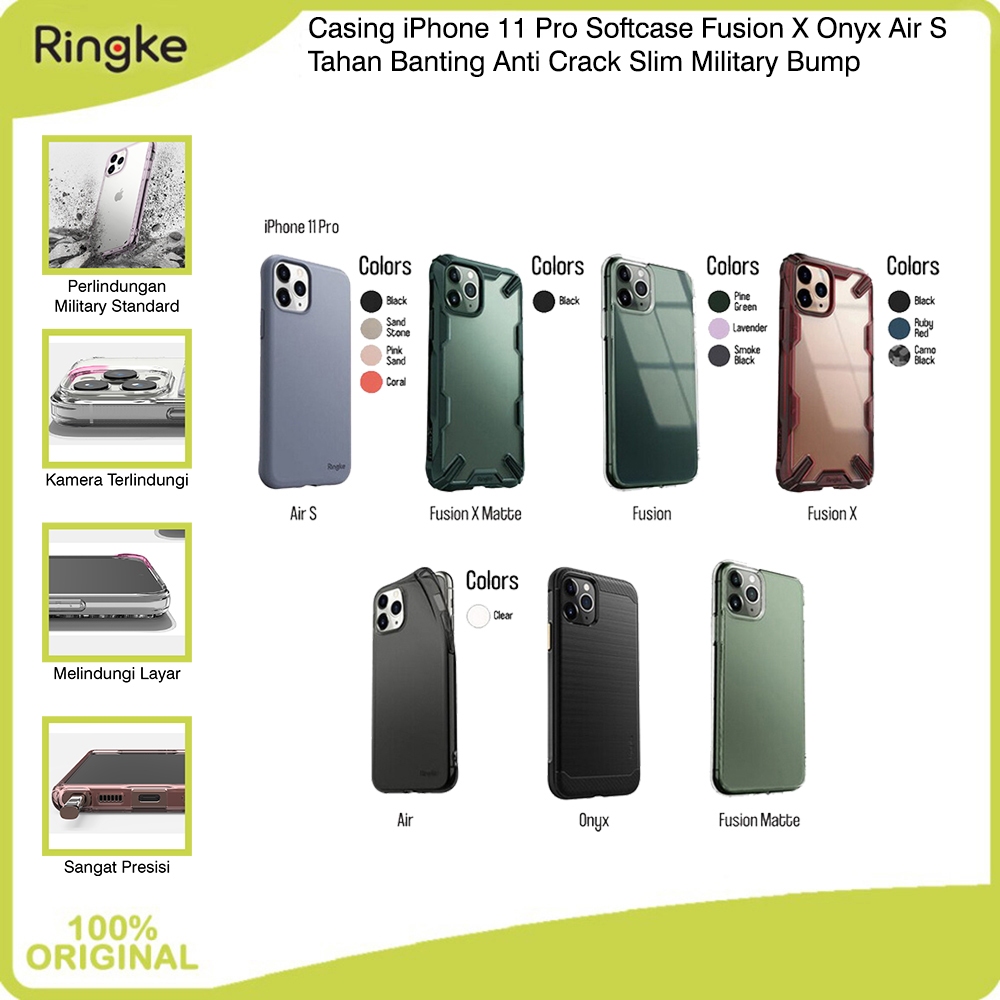 Case Ringke iPhone 11 Pro Fusion Matte Onyx Fusion X Air S Casing Softcase Anti Crack Tipis Slim Arm
